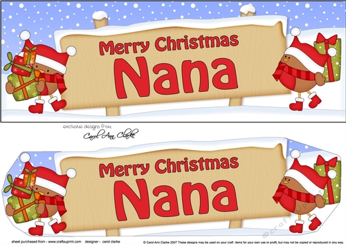 Large DL Merry Christmas NANA with Robins 3D decoupage