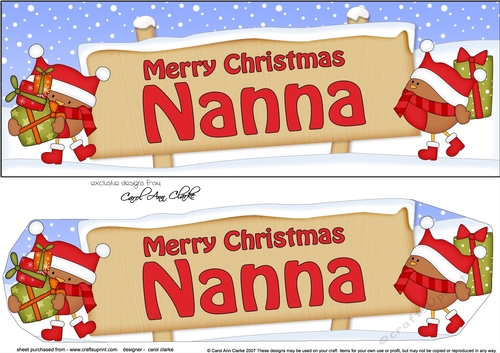 Large DL Merry Christmas NANNA with Robins 3D decoupage
