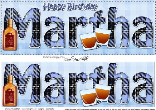 Large DL Happy Birthday MARTHA 3D decoupage