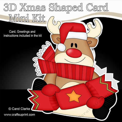 3D Shaped Christmas Card Kit - Rudolph has an Xmas Cracker