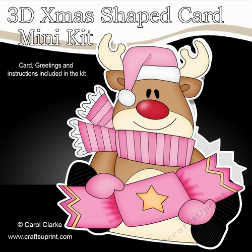 3D Shaped Christmas Card Kit - Rudolph has an Xmas Cracker