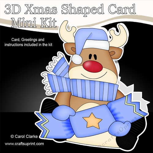 3D Shaped Christmas Card Kit - Rudolph has an Xmas Cracker