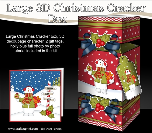 3D Large Christmas Cracker Box -  Snowman Rio has Xmas Presents