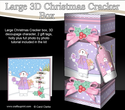 3D Large Christmas Cracker Box -  Snowman Rio has Xmas Presents