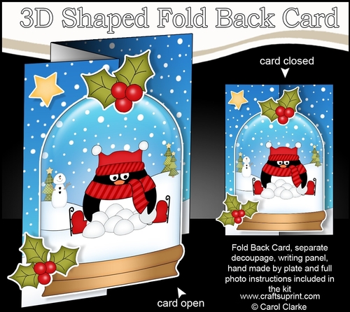 Christmas 3D Shaped No-Hole Fold Back Mini Kit - Pip Penguin is making Snowballs