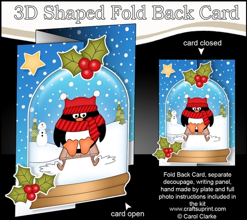 Christmas 3D Shaped No-Hole Fold Back Mini Kit - Pip Penguin is Sledging