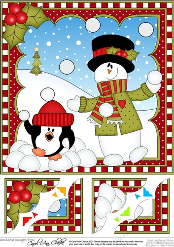 Christmas Snowman Rio 8 x 8 Scalloped Corner Topper  