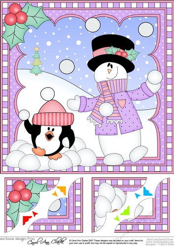 Christmas Snowman Rio 8 x 8 Scalloped Corner Topper  