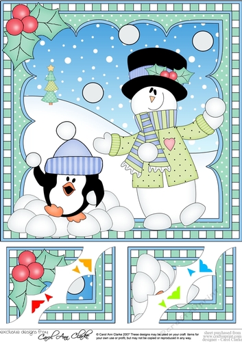 Christmas Snowman Rio 8 x 8 Scalloped Corner Topper  