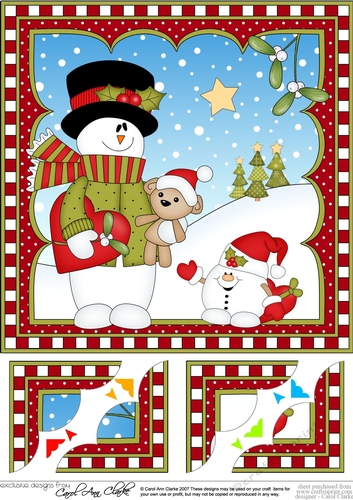 Christmas Snowman Rio 8 x 8 Scalloped Corner Topper  