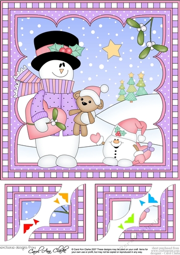 Christmas Snowman Rio 8 x 8 Scalloped Corner Topper  