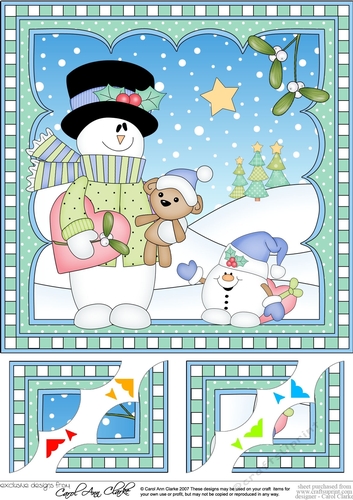 Christmas Snowman Rio 8 x 8 Scalloped Corner Topper  