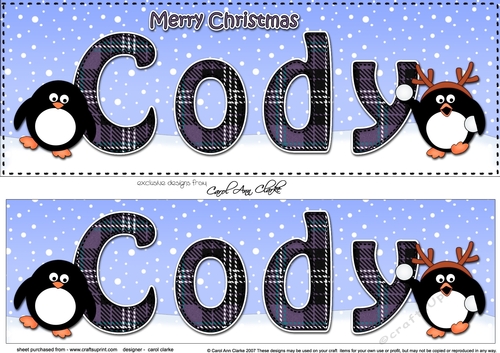 Large DL Merry Christmas CODY 3D decoupage 