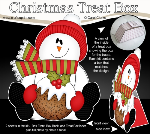 3D Christmas Treat Box Gift Set Mini Kit - Snowman Rio has an Xmas Pudding