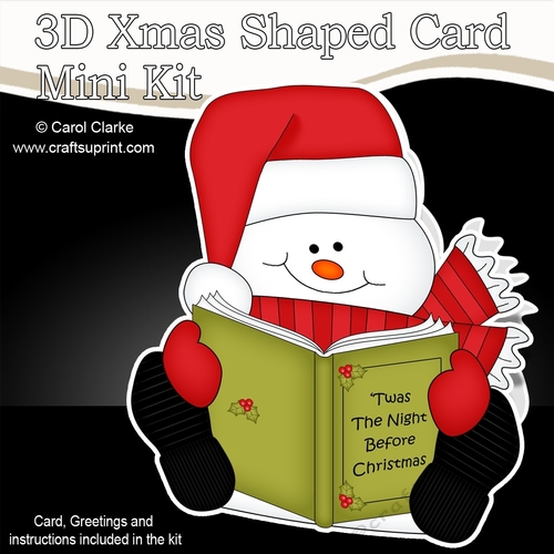 3D Shaped Christmas Card Kit - Snowman Oli is Reading an Xmas Story