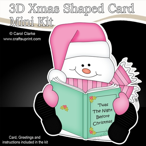 3D Shaped Christmas Card Kit - Snowman Oli is Reading an Xmas Story