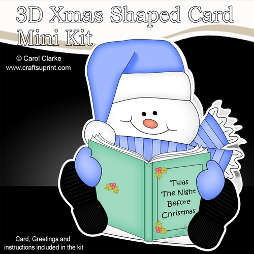 3D Shaped Christmas Card Kit - Snowman Oli is Reading an Xmas Story