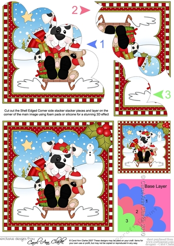 Christmas Shell Edged Corner Side Stacker - Little Spotty Dog