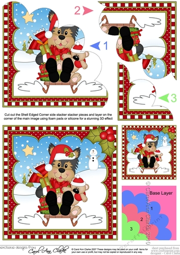 Christmas Shell Edged Corner Side Stacker - Little Yorkie Dog