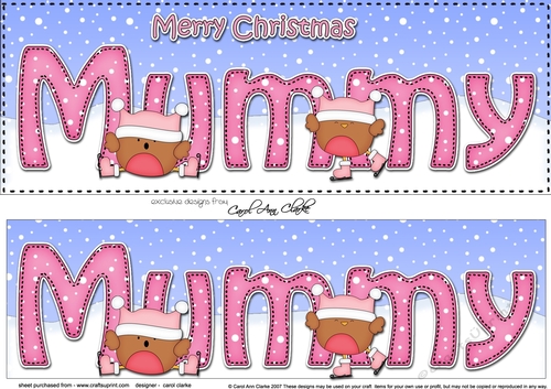 Large DL Merry Christmas MUMMY 3D decoupage with Bobbin Robin 
