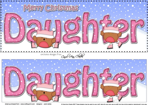 Large DL Merry Christmas DAUGHTER 3D decoupage with Bobbin Robin 