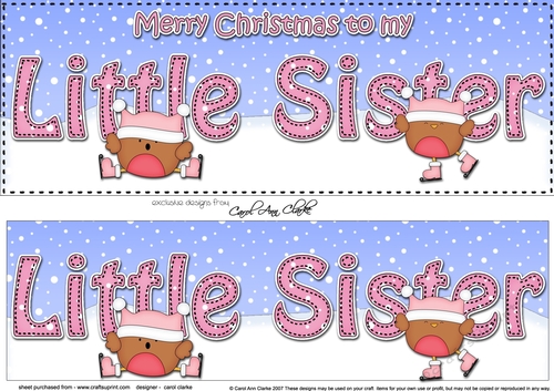 Large DL Merry Christmas to my LITTLE SISTER 3D decoupage with Bobbin Robin 