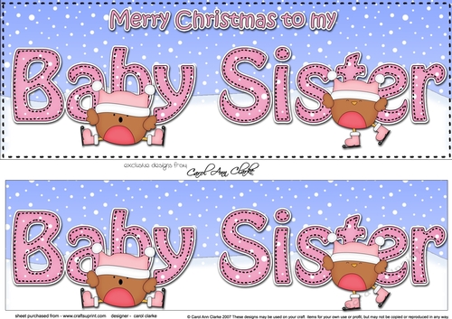Large DL Merry Christmas to my BABY SISTER 3D decoupage with Bobbin Robin 