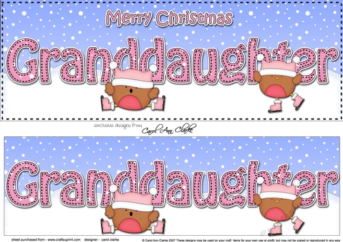 Large DL Merry Christmas GRANDDAUGHTER 3D decoupage with Bobbin Robin 