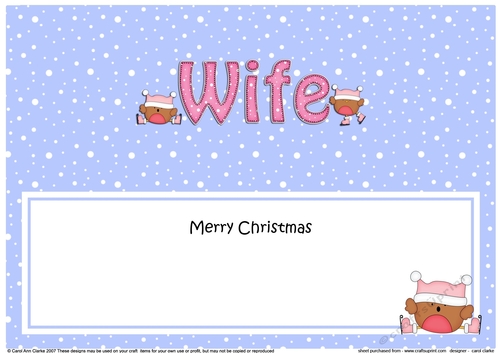 Large DL Merry Christmas WIFE insert with Bobbin Robin