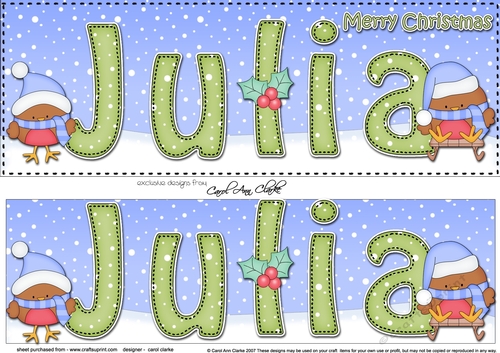 Large DL Merry Christmas JULIA 3D decoupage 