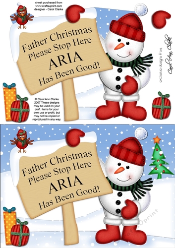 5x7 Merry Christmas ARIA Signpost Easicut decoupage