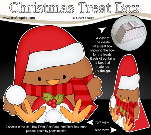 3D Christmas Treat Box Gift Set Mini Kit - Bobbin Robin is having a Snowball Fight