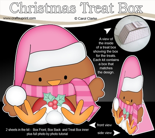 3D Christmas Treat Box Gift Set Mini Kit - Bobbin Robin is having a Snowball Fight