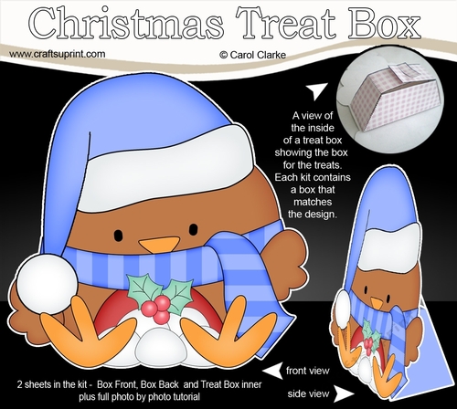 3D Christmas Treat Box Gift Set Mini Kit - Bobbin Robin is having a Snowball Fight