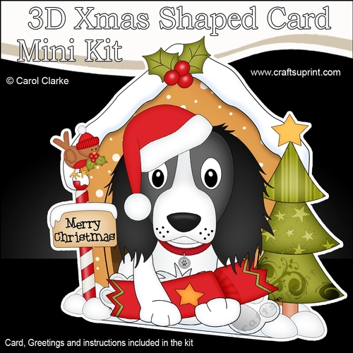 3D Shaped Christmas Kennel Card Kit - Little Springer Spaniel Dog
