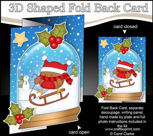 Christmas 3D Shaped No-Hole Fold Back Mini Kit - Bobbin Robin is Sledging