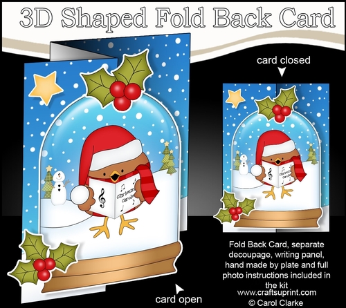 Christmas 3D Shaped No-Hole Fold Back Mini Kit - Bobbin Robin is Carol Singing