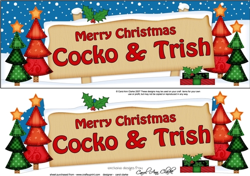 Large DL Merry Christmas COCKO & TRISH 3D decoupage 