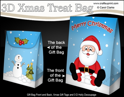 3D Christmas Gift Bag Mini Kit - Santa is having a Snowball Fight