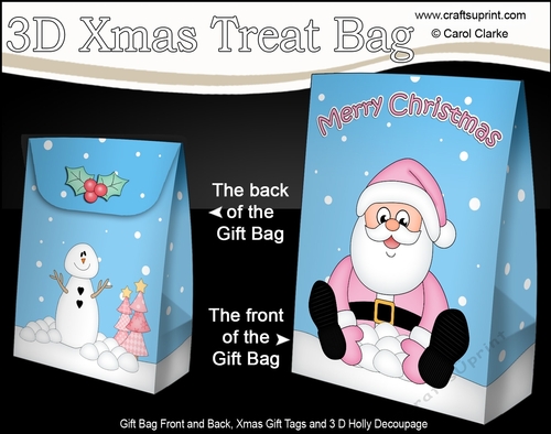 3D Christmas Gift Bag Mini Kit - Santa is having a Snowball Fight
