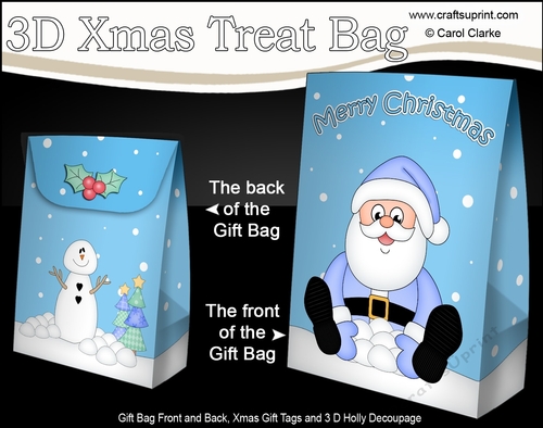 3D Christmas Gift Bag Mini Kit - Santa is having a Snowball Fight