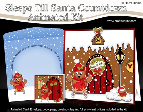 3D Animated Sleeps Till Santa Christmas Gingerbread House Countdown Card Kit - Bobbin Robin