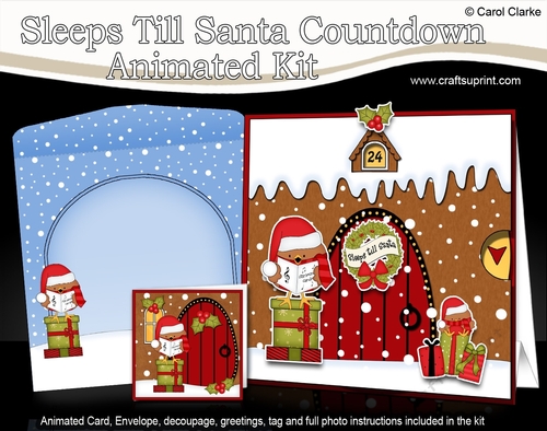 3D Animated Sleeps Till Santa Christmas Gingerbread House Countdown Card Kit - Bobbin Robin