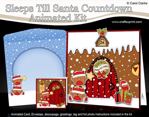 3D Animated Sleeps Till Santa Christmas Gingerbread House Countdown Card Kit - Bobbin Robin