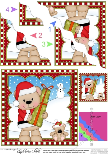 Christmas Wavey Corner Stacker - Livvy Bear has a present
