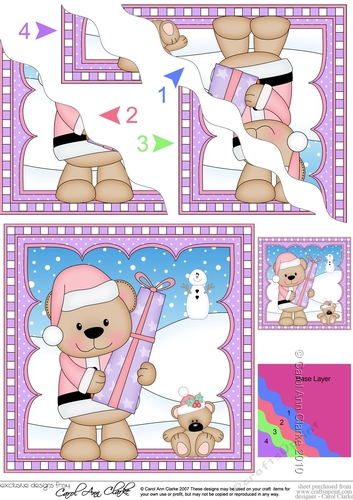 Christmas Wavey Corner Stacker - Livvy Bear has a present