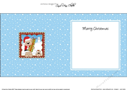 Christmas square landscape insert - Livvy Bear has a present