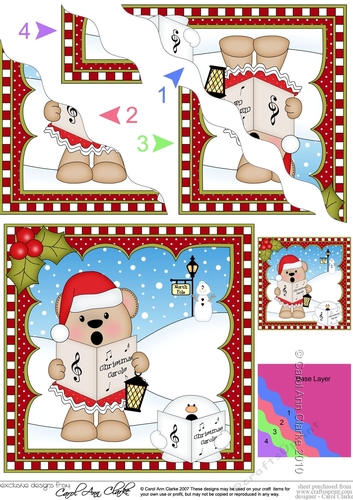 Christmas Wavey Corner Stacker - Livvy Bear is Carol Singing