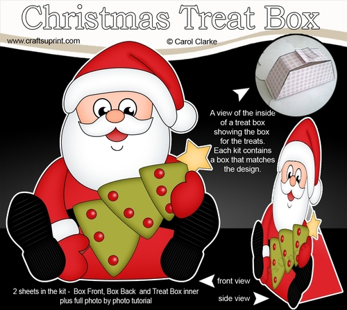 3D Christmas Treat Box Mini Kit - Santa an Xmas Tree