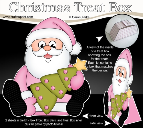 3D Christmas Treat Box Mini Kit - Santa an Xmas Tree
